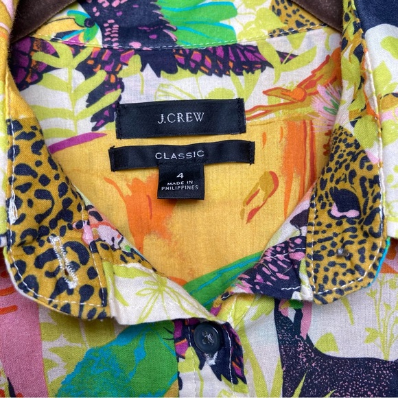 J.Crew Safari Animal Print Button Down Shirt Size 4 Maximalist Resort Statement - Picture 3 of 5